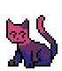 simple pixel art of a cat with bisexual flag colors